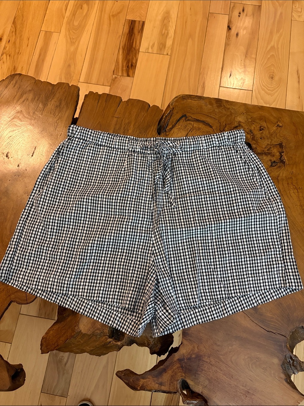 Rails Black & White Gingham Drawstring Women's Shorts